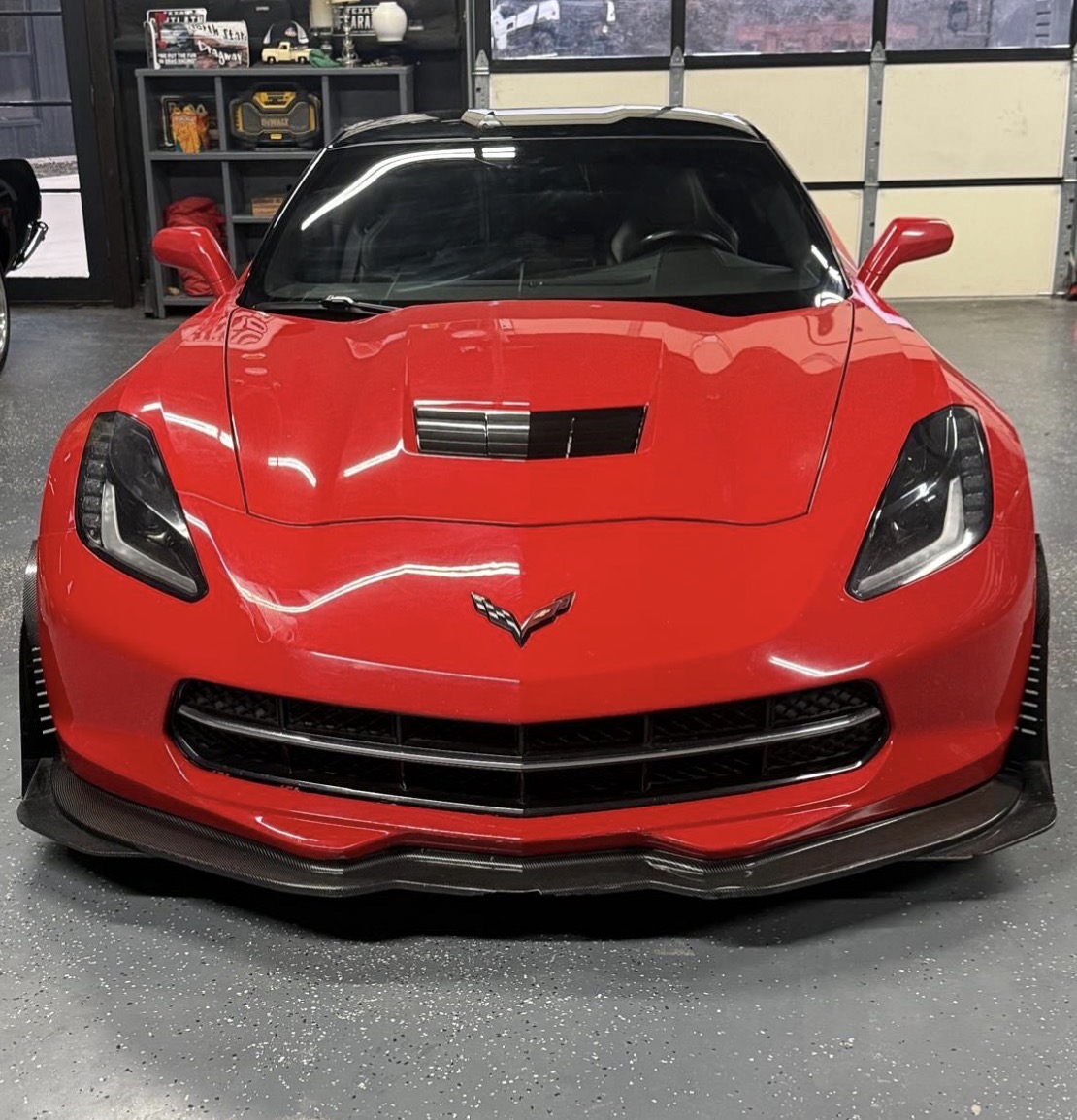Red factory-paint Chevrolet Corvette Stingray before FX Wraps color change